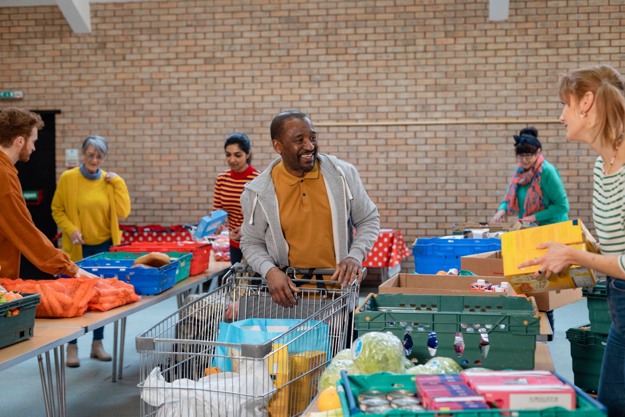 Community volunteers working together to support a local initiative